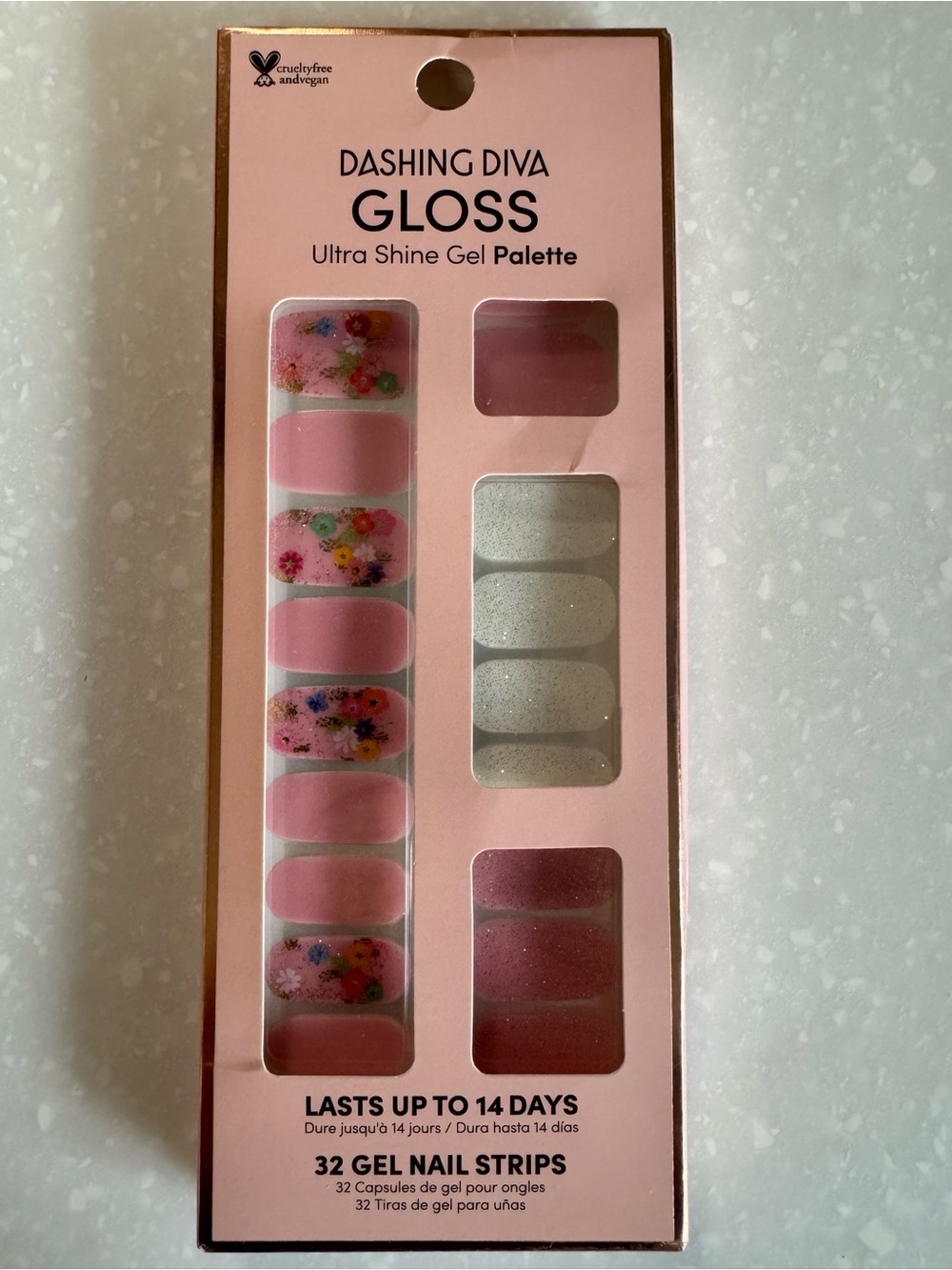 Gloss Pink Floral & Pink Gel Nail Strips